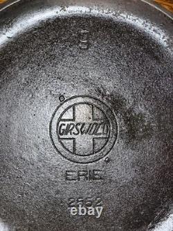 (ERROR) Misspelled GRISWOLD Erie Slant Logo Cast Iron No. 9 Dutch Oven Lid 2552