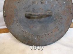 Early Cast Iron Griswold No. 9 Lg Block Logo Dutch Oven Lid 2552 Pot Pan Roaster