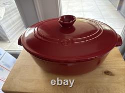Emile Henry Ceramic Oval Dutch Oven Burgundy 6.3 Qt