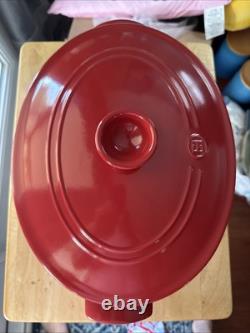 Emile Henry Ceramic Oval Dutch Oven Burgundy 6.3 Qt