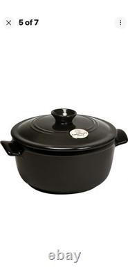 Emile Henry Cocotte Flame Round Stewpot Dutch Oven, 4.2 Quart Black
