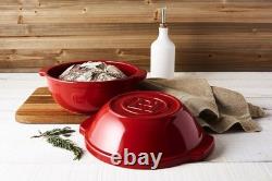Emile Henry Made in France Bread Pot Round Ceramic Baking Dutch Oven withLid, NEW