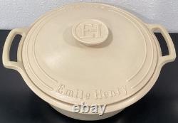 Emile Henry Sublime Ceramic 7.5 Quart Dutch Oven Creme Round Casserole 13 Diam