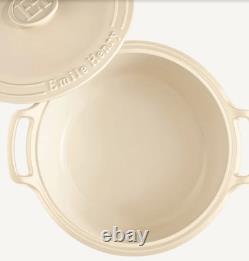 Emile Henry Sublime Ceramic 7.5 Quart Dutch Oven Creme Round Casserole 13 Diam