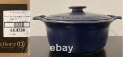 Emile Henry Sublime Lid Small Chip Ceramic 6 Quart Indigo Dutch Oven 12.25