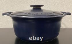 Emile Henry Sublime Lid Small Chip Ceramic 6 Quart Indigo Dutch Oven 12.25
