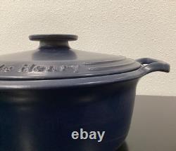 Emile Henry Sublime Lid Small Chip Ceramic 6 Quart Indigo Dutch Oven 12.25