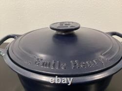 Emile Henry Sublime Lid Small Chip Ceramic 6 Quart Indigo Dutch Oven 12.25
