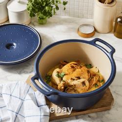 Emile Henry Sublime Lid Small Chip Ceramic 6 Quart Indigo Dutch Oven 12.25