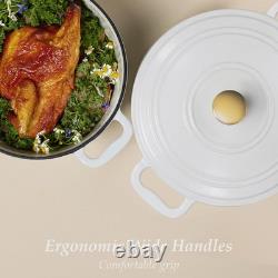 Enameled 5QT Cast Iron Dutch Oven with Lid & Potholders Floral Design