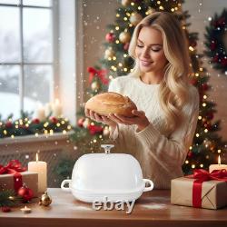 Enameled 6QT Cast Iron Dutch Oven with Lid & Silicone Mat for Perfect Bread