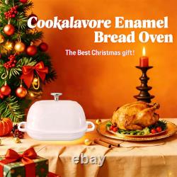 Enameled 6QT Cast Iron Dutch Oven with Lid & Silicone Mat for Perfect Bread
