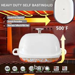 Enameled 6QT Cast Iron Dutch Oven with Lid & Silicone Mat for Perfect Bread