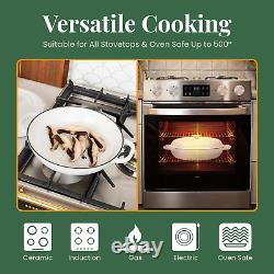 Enameled Cast Iron Braiser with Lid, Cast Iron Casserole Dish 3.6QT /3.4L Wh