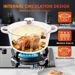 Enameled Cast Iron Cookware Set, 5-Piece Ceramic Coated Pots & Pans with Dutch O