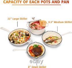 Enameled Cast Iron Cookware Set, 5-Piece Ceramic Coated Pots & Pans with Dutch O