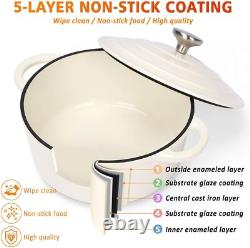 Enameled Cast Iron Cookware Set, 8 Piece Set of Dutch Ovens, Sauce Pan, Skillet