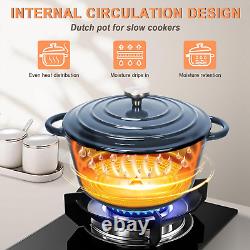 Enameled Cast Iron Cookware Set Dutch Oven Stove Pots, Skillet, Pans, Lids