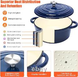 Enameled Cast Iron Cookware Set Dutch Oven Stove Pots, Skillet, Pans, Lids