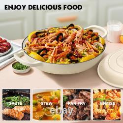 Enameled Cast Iron Dutch Oven 3.8 Quart Dutch Oven Pot with Lid Shallow C