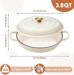 Enameled Cast Iron Dutch Oven 3.8 Quart Dutch Oven Pot with Lid Shallow C