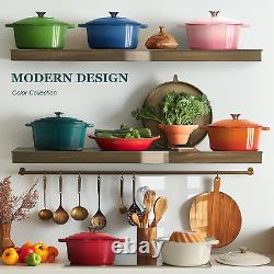 Enameled Cast Iron Dutch Oven 4.5QT Pot with Lid Cookbook & Cotton Potholders