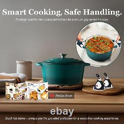 Enameled Cast Iron Dutch Oven 4.5QT Pot with Lid Cookbook & Cotton Potholders