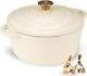 Enameled Cast Iron Dutch Oven 5.5qt Pot With Lid Cookbook & Cotton Potholders