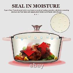 Enameled Cast Iron Dutch Oven 5.5QT Pot with Lid Cookbook & Cotton Potholders