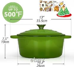 Enameled Cast Iron Dutch Oven 5.5QT Pot with Lid Cookbook & Cotton Potholders
