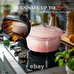 Enameled Cast Iron Dutch Oven 5.5QT Pot with Lid Cookbook & Cotton Potholders