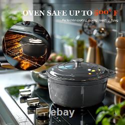 Enameled Cast Iron Dutch Oven 5.5QT Pot with Lid Cookbook & Cotton Potholders