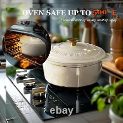 Enameled Cast Iron Dutch Oven 5.5QT Pot with Lid Cookbook & Cotton Potholders