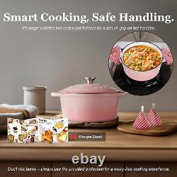 Enameled Cast Iron Dutch Oven 5.5QT Pot with Lid Cookbook & Cotton Potholders