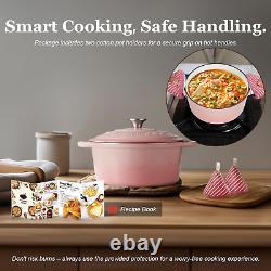 Enameled Cast Iron Dutch Oven 5.5QT Pot with Lid Cookbook & Cotton Potholders