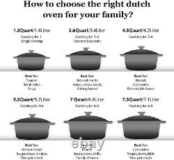 Enameled Cast Iron Dutch Oven 5.5QT Pot with Lid Cookbook & Cotton Potholders