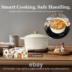 Enameled Cast Iron Dutch Oven 5.5QT Pot with Lid Cookbook & Cotton Potholders