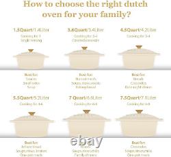 Enameled Cast Iron Dutch Oven 5.5QT Pot with Lid Cookbook & Cotton Potholders