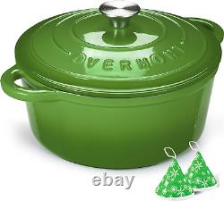 Enameled Cast Iron Dutch Oven 5.5QT Pot with Lid Cookbook & Cotton Potholders