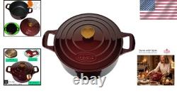 Enameled Cast Iron Dutch Oven 5 QT Cranberry Body Lid Oven Safe Stovetop