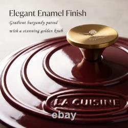 Enameled Cast Iron Dutch Oven 5 QT Cranberry Body Lid Oven Safe Stovetop