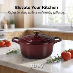 Enameled Cast Iron Dutch Oven 5 QT Cranberry Body Lid Oven Safe Stovetop