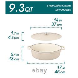 Enameled Cast Iron Dutch Oven, 9.3 Quart Dutch Oven Pot with Lid, Oval Dutch