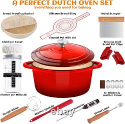 Enameled Cast Iron Dutch Oven Pot with Lid, 5QT Dutch Oven for Bread Baking