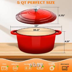 Enameled Cast Iron Dutch Oven Pot with Lid, 5QT Dutch Oven for Bread Baking