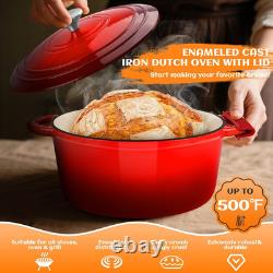 Enameled Cast Iron Dutch Oven Pot with Lid, 5QT Dutch Oven for Bread Baking