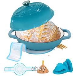 Enameled Cast Iron Dutch Oven with Lid, 11 Bread Pan Baking Kit, 6 Quart Ename