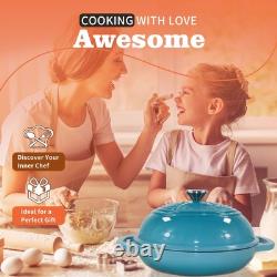 Enameled Cast Iron Dutch Oven with Lid, 11 Bread Pan Baking Kit, 6 Quart Ename