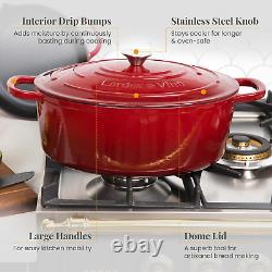 Enameled Cast Iron Dutch Oven with Lid Oversized Handles, Dome Lid, Dutch Oven