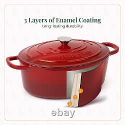 Enameled Cast Iron Dutch Oven with Lid Oversized Handles, Dome Lid, Dutch Oven